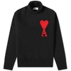 Ami Alexandre Mattiussi Crewneck Sweater With Contrasting Logo Inlay In Black