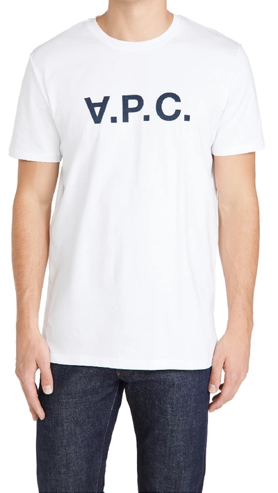 Apc T-shirt Vpc Maxi Logo In Cotone Bianca In White Dark Navy