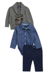 ANDY & EVAN TOGGLE SWEATER, BUTTON-UP BODYSUIT & PANTS SET,F20ST45150A