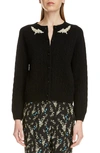 ERDEM IMITATION PEARL BEADED CABLE KNIT CASHMERE CARDIGAN,PF20-8188BCAKBE