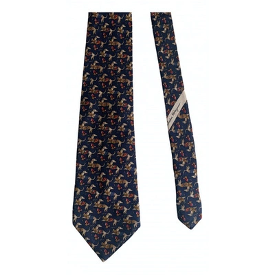 Pre-owned Ferragamo Silk Tie In Navy