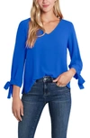 Cece Tie Sleeve Top In Cobalt Blule