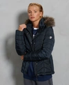 SUPERDRY WOMEN'S LUXE FUJI PADDED JACKET NAVY / ECLIPSE NAVY - SIZE: 8,208221850039398T030
