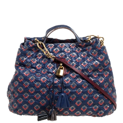 Pre-owned Marc Jacobs Blue/metallic Quilted Leather Memphis Dressing Gownrt Jena Shoulder Bag