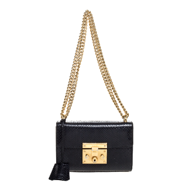 Pre-Owned Gucci Black Python Small Padlock Shoulder Bag | ModeSens