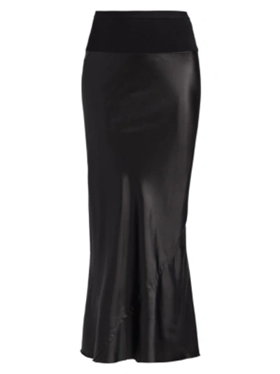 Rick Owens Asymmetric Latex Midi Skirt In Black