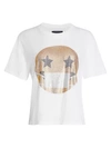 Le Superbe Keep Smiling Sequin Graphic Tee In White