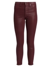 7 For All Mankind High-waisted Ankle Skinny Coated Jeans In Coated Merlot