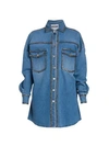 MOSCHINO STUDDED DENIM BUTTON-DOWN SHIRT,400012884136