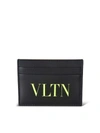 VALENTINO GARAVANI NEON YELLOW VLTN CARD HOLDER IN BLACK