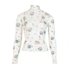 Rabanne Floral-print Stretch-cupro Jersey Turtleneck Top In V260