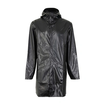 Rains 1202 Jacket Long Jacket - Black (unisex) In Shiny Black