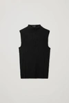 Cos Oversized Collar Knitted Vest In Black