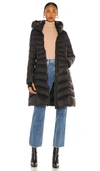 Soia & Kyo Genuine Fox Fur Trim Water Repellent Down Puffer Coat In Black