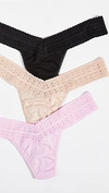 HANKY PANKY DREAM LOW RISE THONGS 3 PACK COTTON CANDY/BLACK/CHAI,HANKY41889