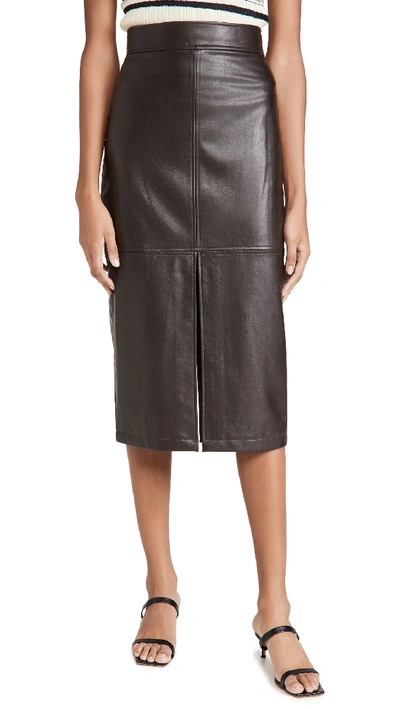 A.l.c Moss Front Slit Faux Leather Skirt In Brown
