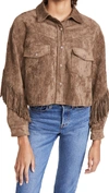 Blank Denim Hot Cocoa Fringe Jacket In Hot Cocoa