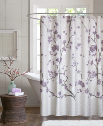 Madison Park Holly Cotton Shower Curtain, 72" X 72" In Purple