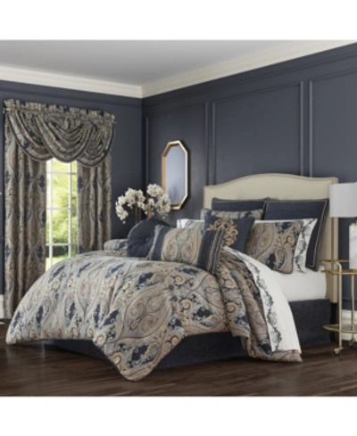 J Queen New York J Queen Luciana Queen 4pc. Comforter Set Bedding In Indigo