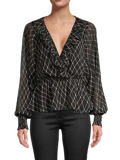 Allison New York Women's Plaid Printed Blouse In Black