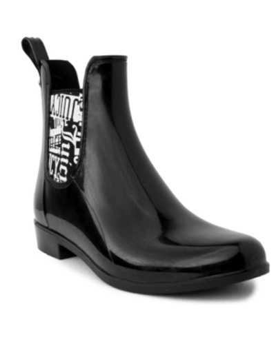 Juicy Couture Romance Fashion Ankle Rainboot In Blk Shine Rub/g