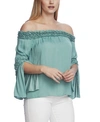 Vince Camuto Women's Bell Sleeve Off Shoulder Blouse In Teal Lake