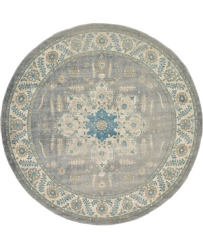 Bridgeport Home Closeout! Bayshore Home Bellmere Bel2 7' 3" X 7' 3" Round Area Rug In Gray