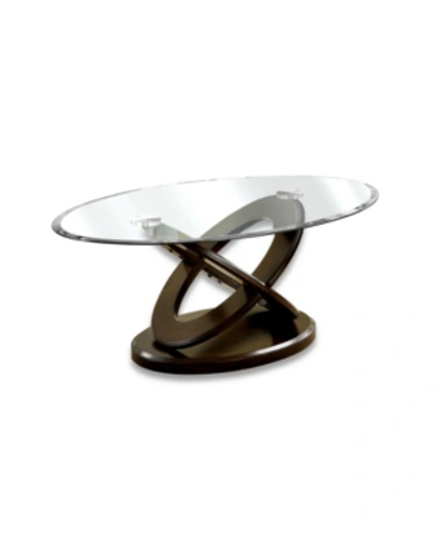 Furniture Of America Darbunic Glass Top Coffee Table In Dark Brown