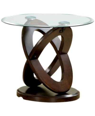 Furniture Of America Darbunic Glass Top End Table In Dark Brown