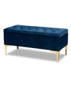 Furniture Valere Glam And Luxe Upholstered Button Tufted Storage Ottoman In Navy