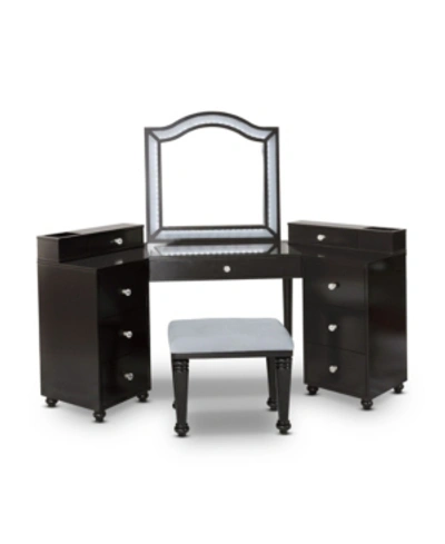 Furniture Of America Urman Obsidian 3-piece Vanity Set In Dark Gray