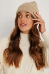 Na-kd Chunky Ribbed Beanie - Beige In Beige