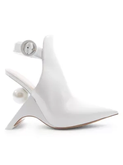 Nicholas Kirkwood Jazzelle Faux Pearl Leather Slingback Booties In White