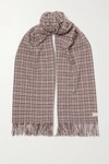 Rag & Bone Fringed Checked Wool Scarf In Gray