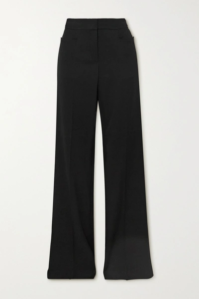 Stella Mccartney Vegetarian Leather-trimmed Twill Wide-leg Jumpsuit In Black