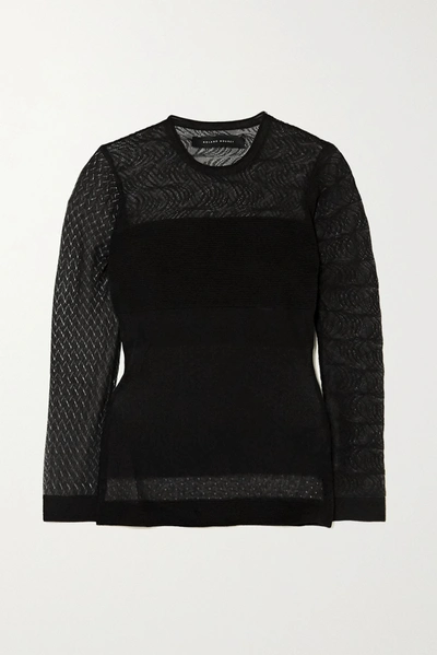 Roland Mouret Ellis Pointelle And Ribbed-knit Top In Black