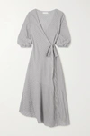 APIECE APART SIERRA STRIPED ORGANIC COTTON WRAP DRESS