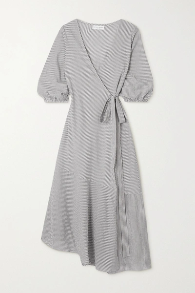 Apiece Apart Sierra Asymmetrical Organic-cotton Wrap Dress In Navy