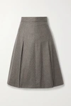 AKRIS PLEATED CHECKED WOOL SKIRT