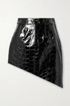 ALEXANDER WANG ASYMMETRIC CROC-EFFECT PATENT-LEATHER MINI SKIRT