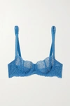 Journelle Allegra Stretch-lace Underwired Balconette Bra In Blue