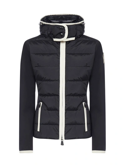 Moncler Hooded  Zip Quilted Cardigan In Black
