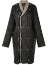 RICK OWENS SHEARLING-TRIMMED QUILTED COAT