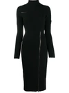 TOM FORD CONTRASTING ZIPS KNITTED TURTLENECK DRESS