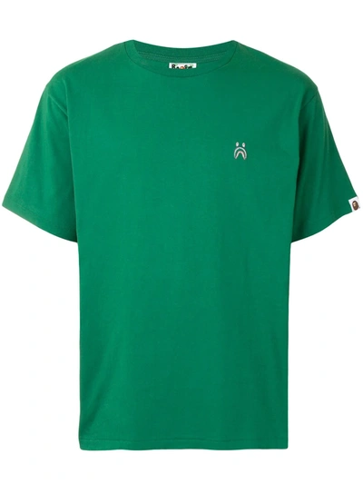 A Bathing Ape Embroidered Detail Crew Neck T-shirt In Green