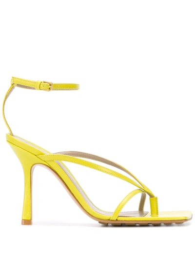 Bottega Veneta Stretch Square-toe Leather Sandals In Yellow