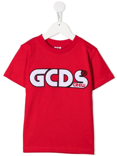 Gcds Kids' Logo Short Sleeve T-shirt In Red