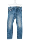 Diesel Straight Leg Faded Jeans In Blue