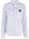 COMME DES GARÇONS PLAY HEART-PATCH STRIPED SHIRT