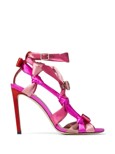 Jimmy Choo Bow-detailing 100mm Seha Sandals In Pink